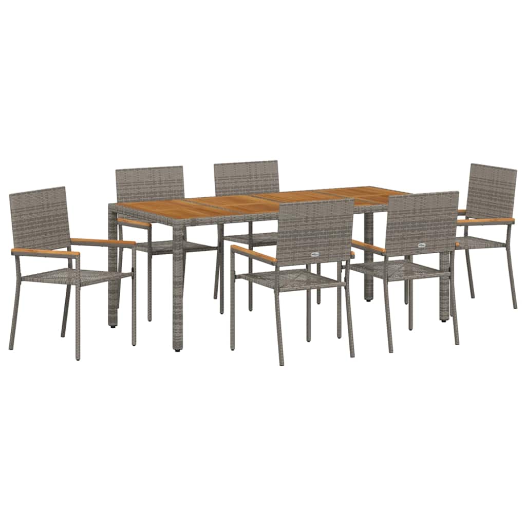 vidaXL Zestaw do jadalni w ogrodzie 7 pcs Szary polirattan