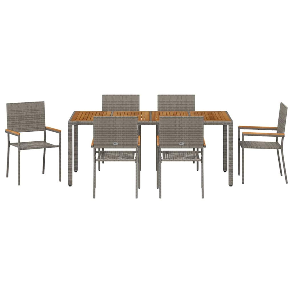 vidaXL Zestaw do jadalni w ogrodzie 7 pcs Szary polirattan