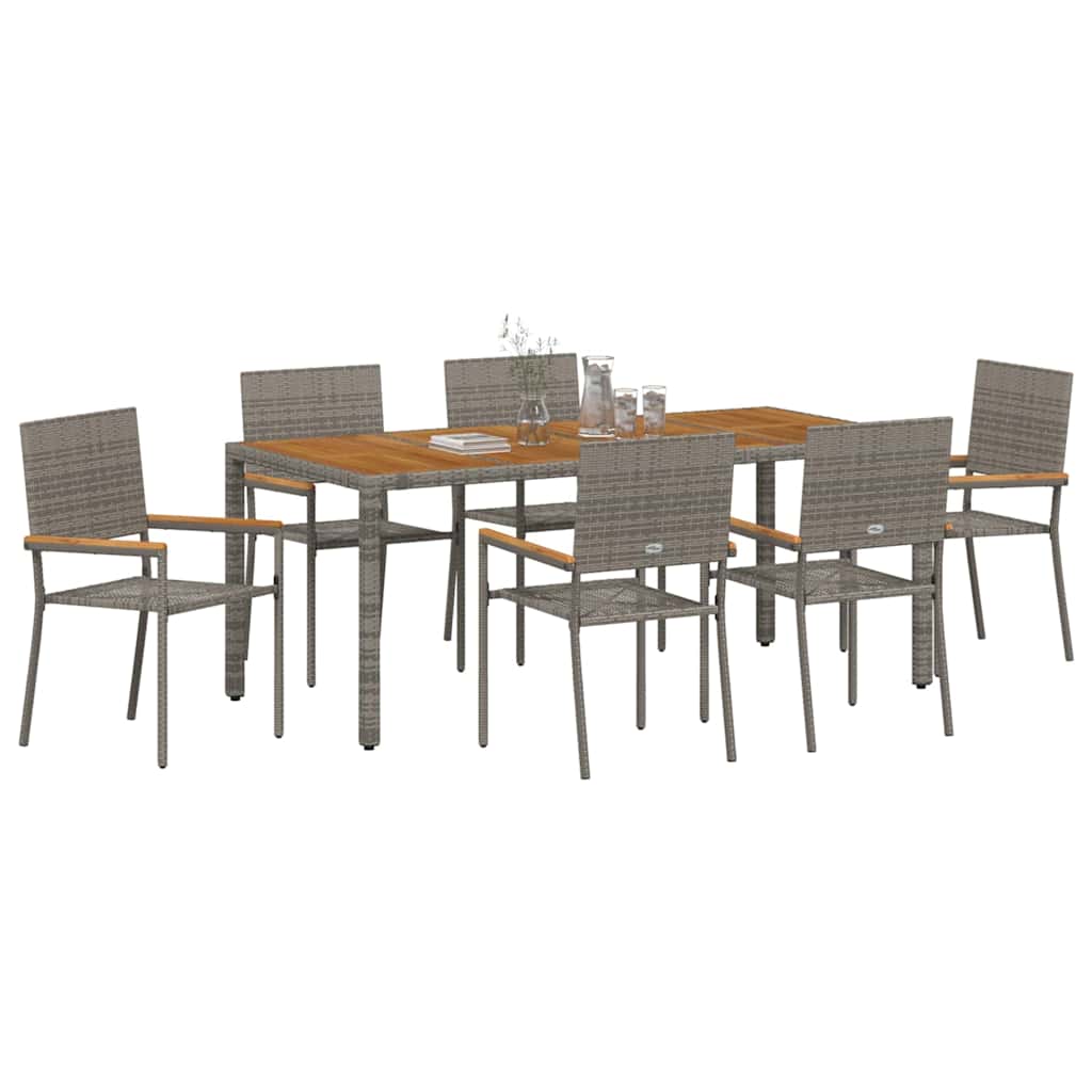 vidaXL Zestaw do jadalni w ogrodzie 7 pcs Szary polirattan