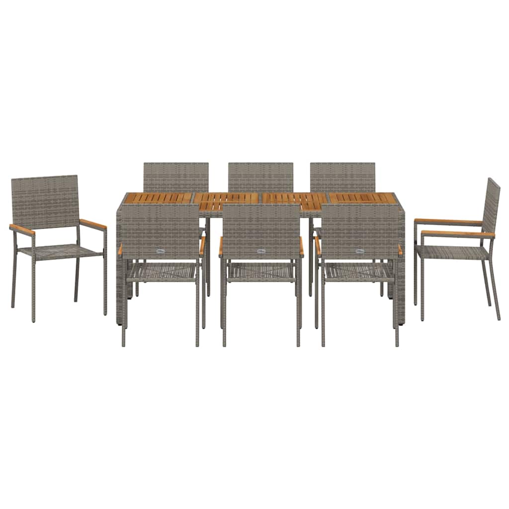 vidaXL Zestaw do jadalni w ogrodzie 9 pcs Szary polirattan