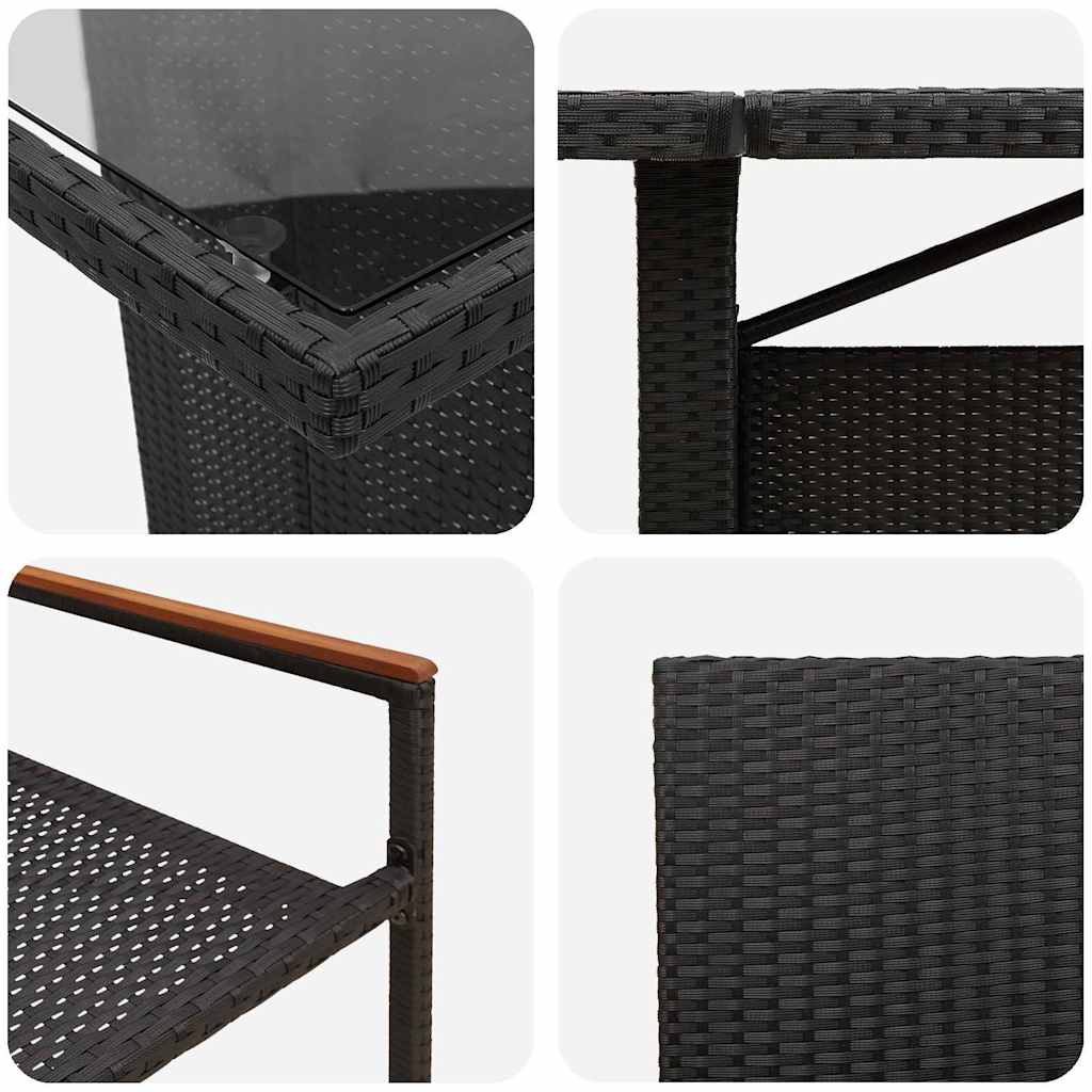 vidaXL Zestaw do jadalni w ogrodzie 9 pcs Czarny polirattan