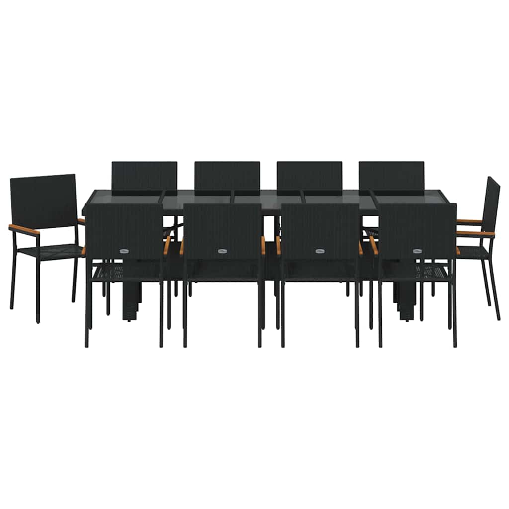 vidaXL Zestaw do jadalni w ogrodzie 11 pcs Czarny polirattan