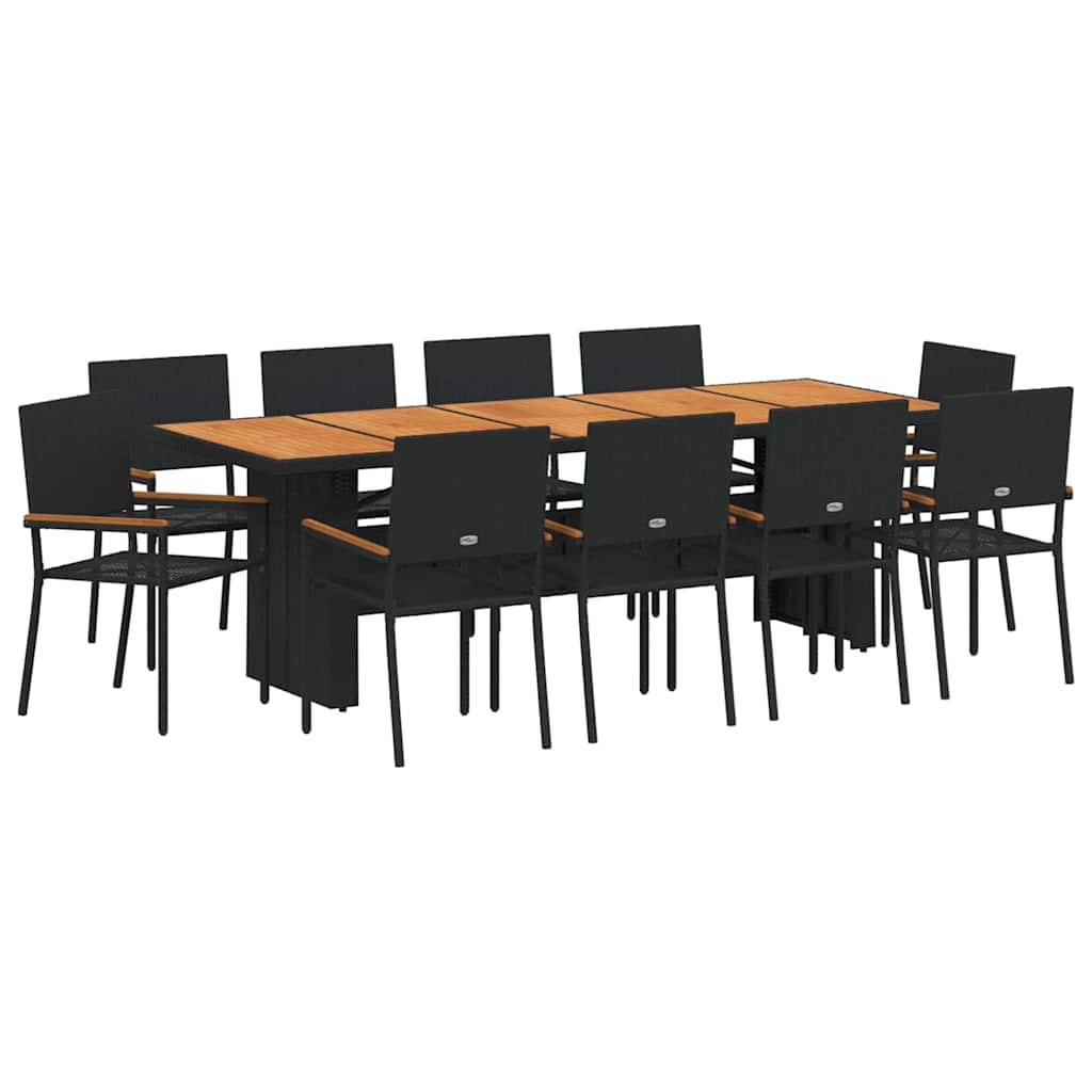 vidaXL Zestaw do jadalni w ogrodzie 11 pcs Czarny polirattan