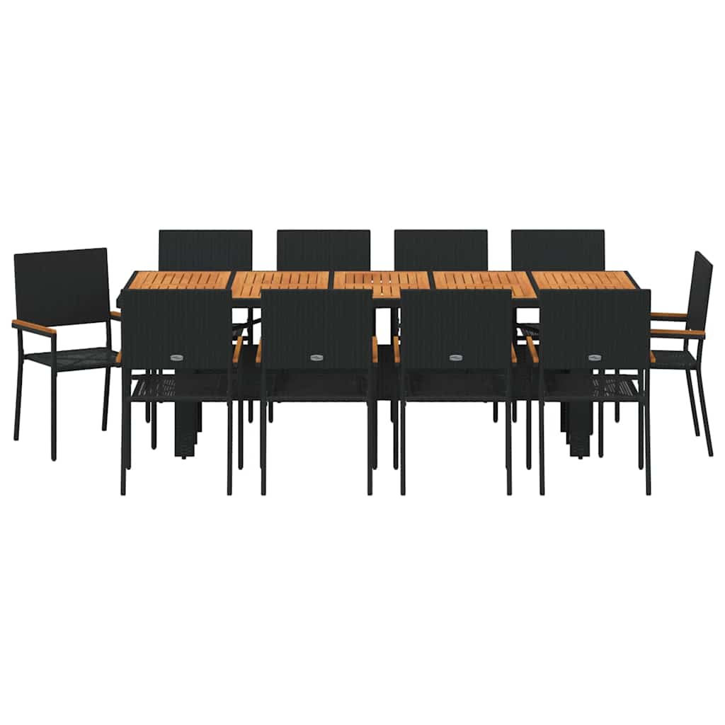 vidaXL Zestaw do jadalni w ogrodzie 11 pcs Czarny polirattan