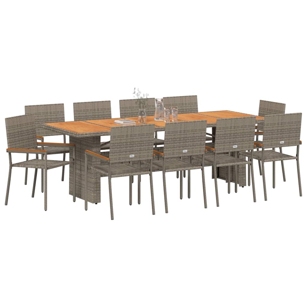 vidaXL Zestaw do jadalni w ogrodzie 11 pcs Szary polirattan
