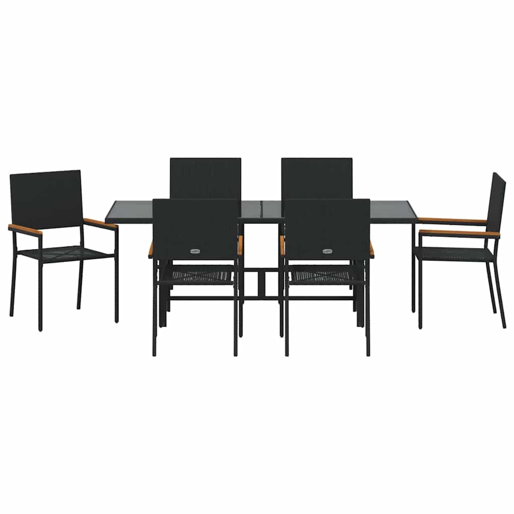 vidaXL Zestaw do jadalni w ogrodzie 7 pcs Czarny polirattan