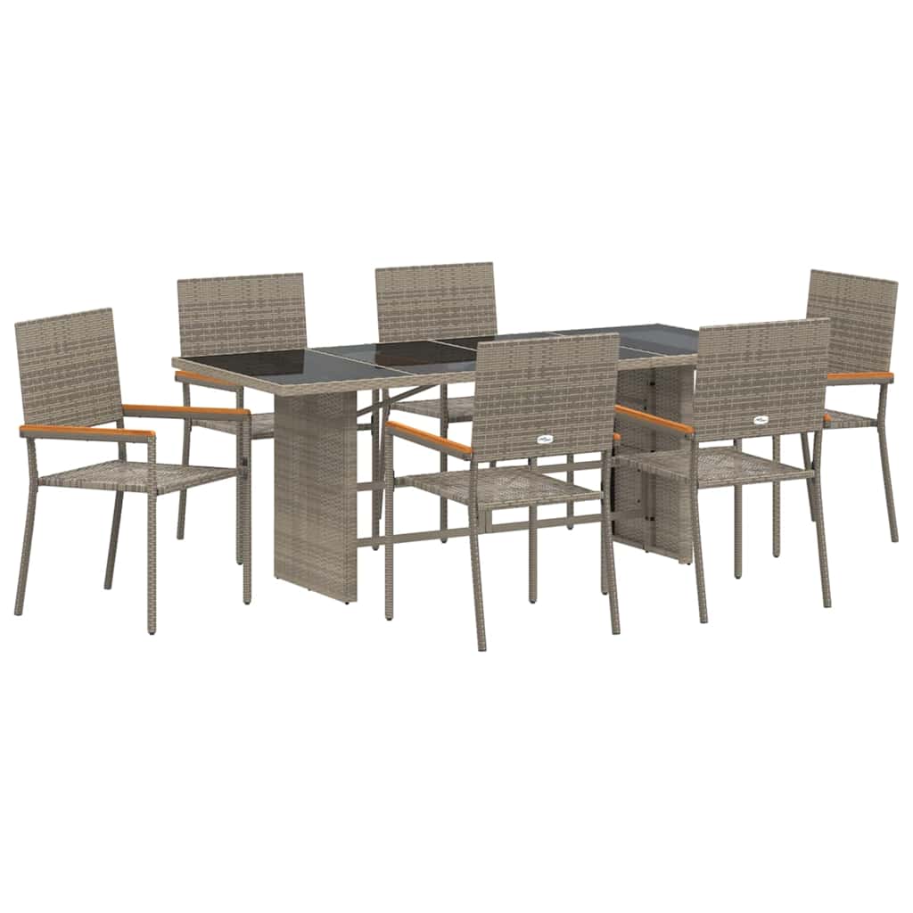 vidaXL Zestaw do jadalni w ogrodzie 7 pcs Szary polirattan