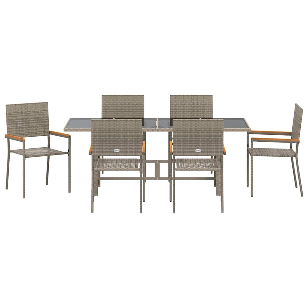 vidaXL Zestaw do jadalni w ogrodzie 7 pcs Szary polirattan