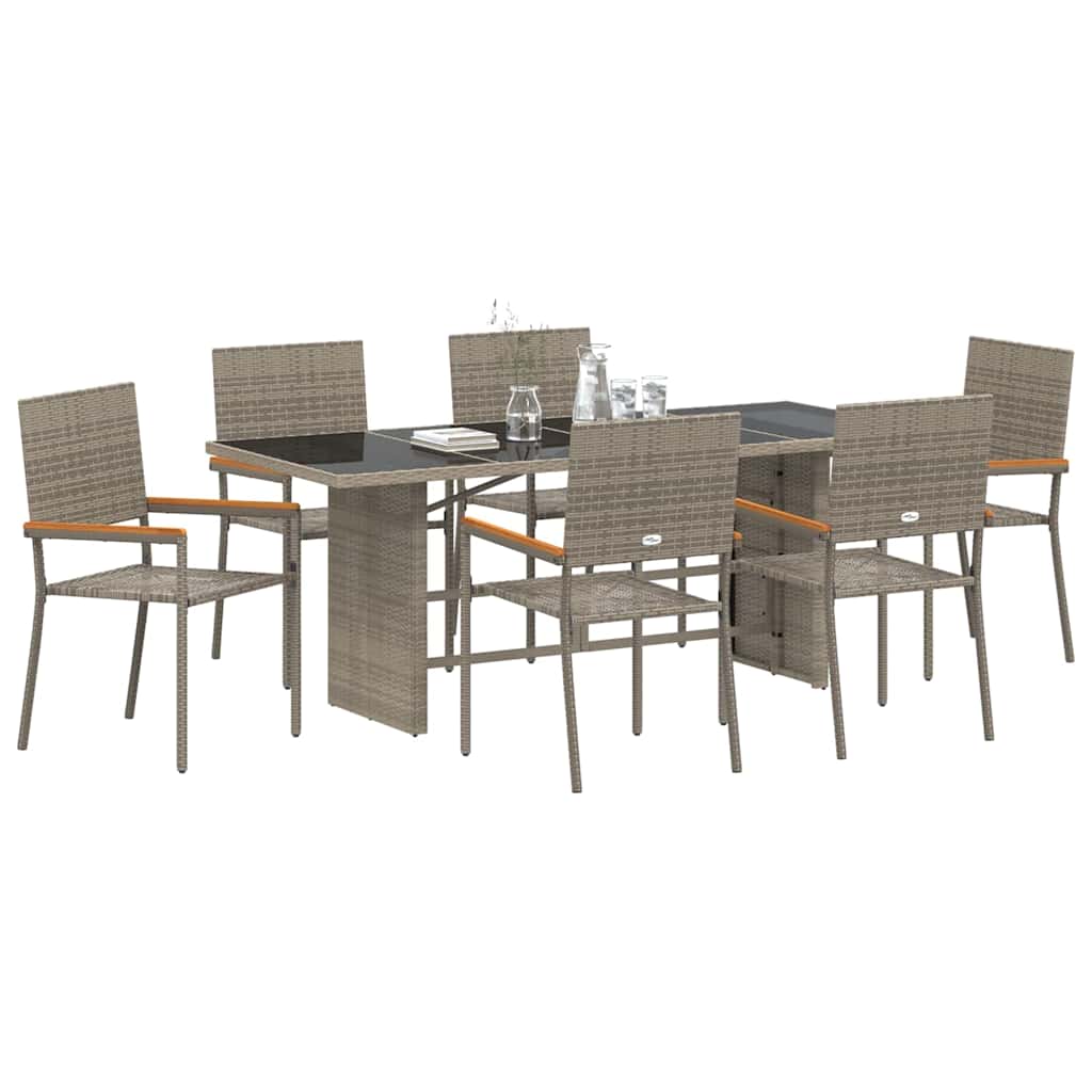 vidaXL Zestaw do jadalni w ogrodzie 7 pcs Szary polirattan