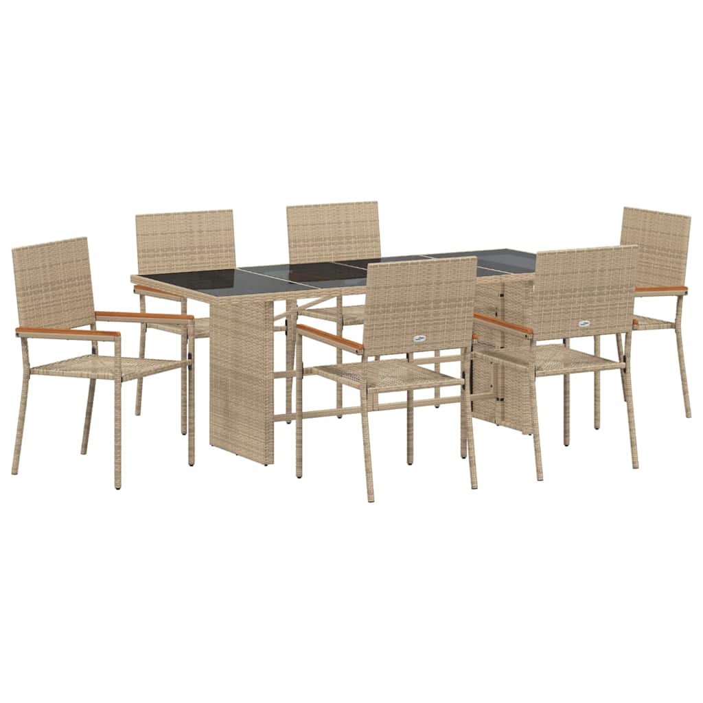vidaXL Zestaw do jadalni w ogrodzie 7 pcs Beżowy polirattan