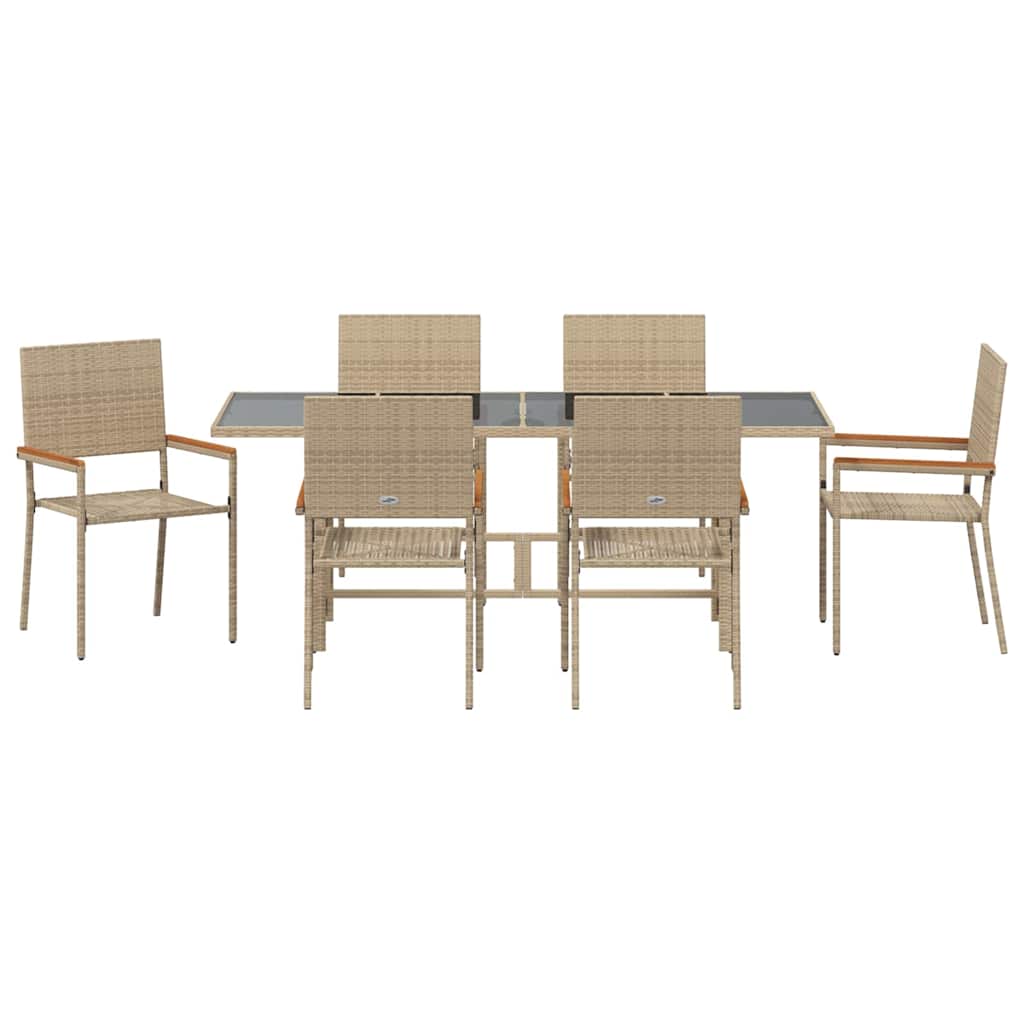 vidaXL Zestaw do jadalni w ogrodzie 7 pcs Beżowy polirattan