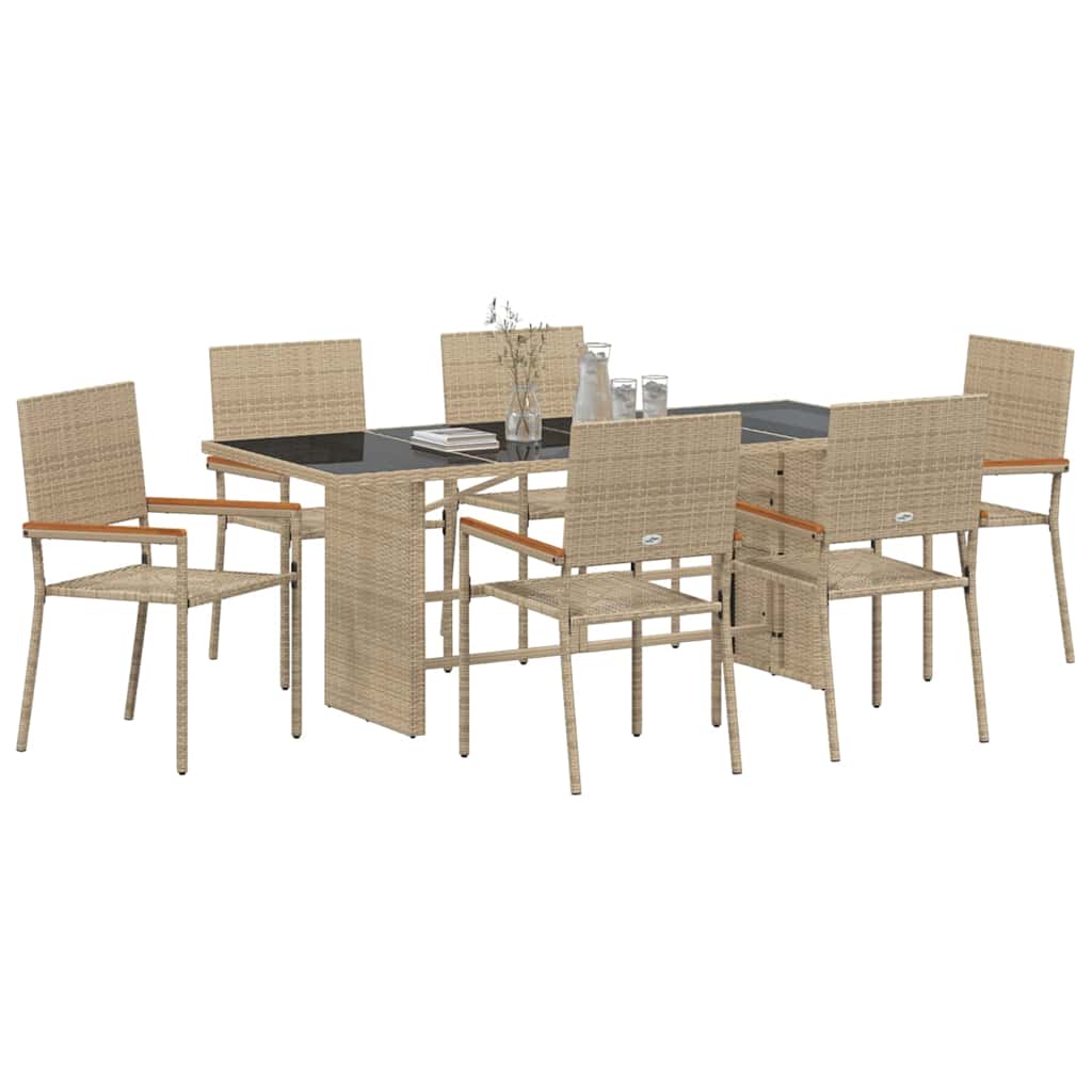 vidaXL Zestaw do jadalni w ogrodzie 7 pcs Beżowy polirattan
