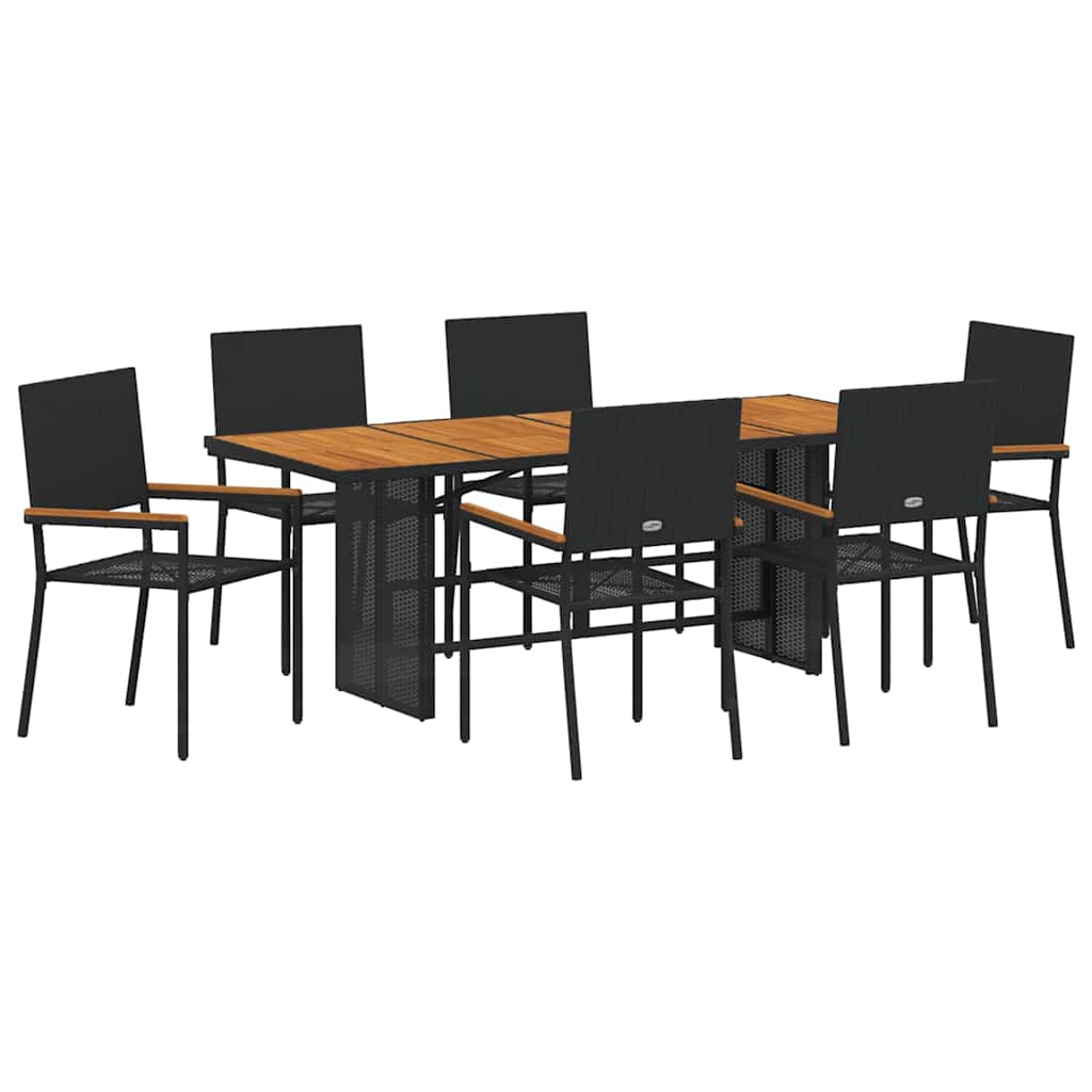 vidaXL Zestaw do jadalni w ogrodzie 7 pcs Czarny polirattan