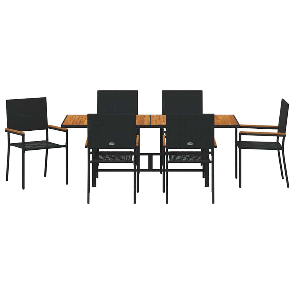 vidaXL Zestaw do jadalni w ogrodzie 7 pcs Czarny polirattan