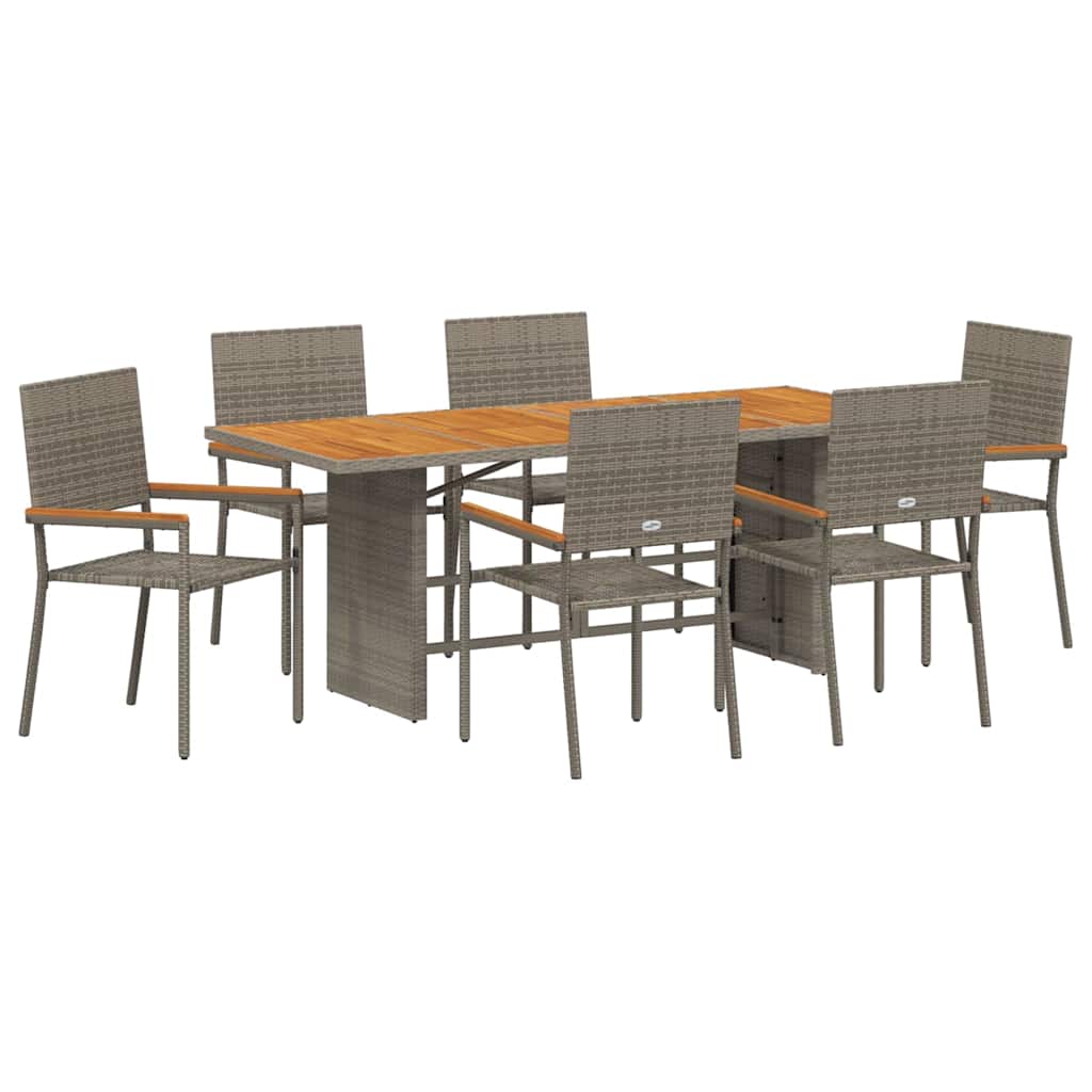 vidaXL Zestaw do jadalni w ogrodzie 7 pcs Szary polirattan