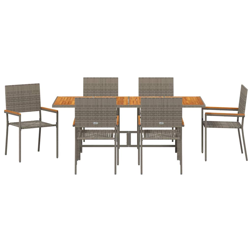 vidaXL Zestaw do jadalni w ogrodzie 7 pcs Szary polirattan