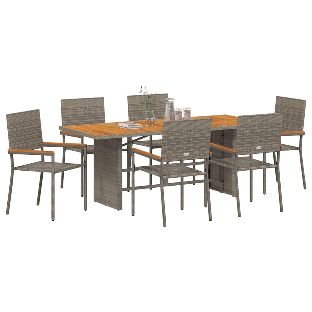 vidaXL Zestaw do jadalni w ogrodzie 7 pcs Szary polirattan