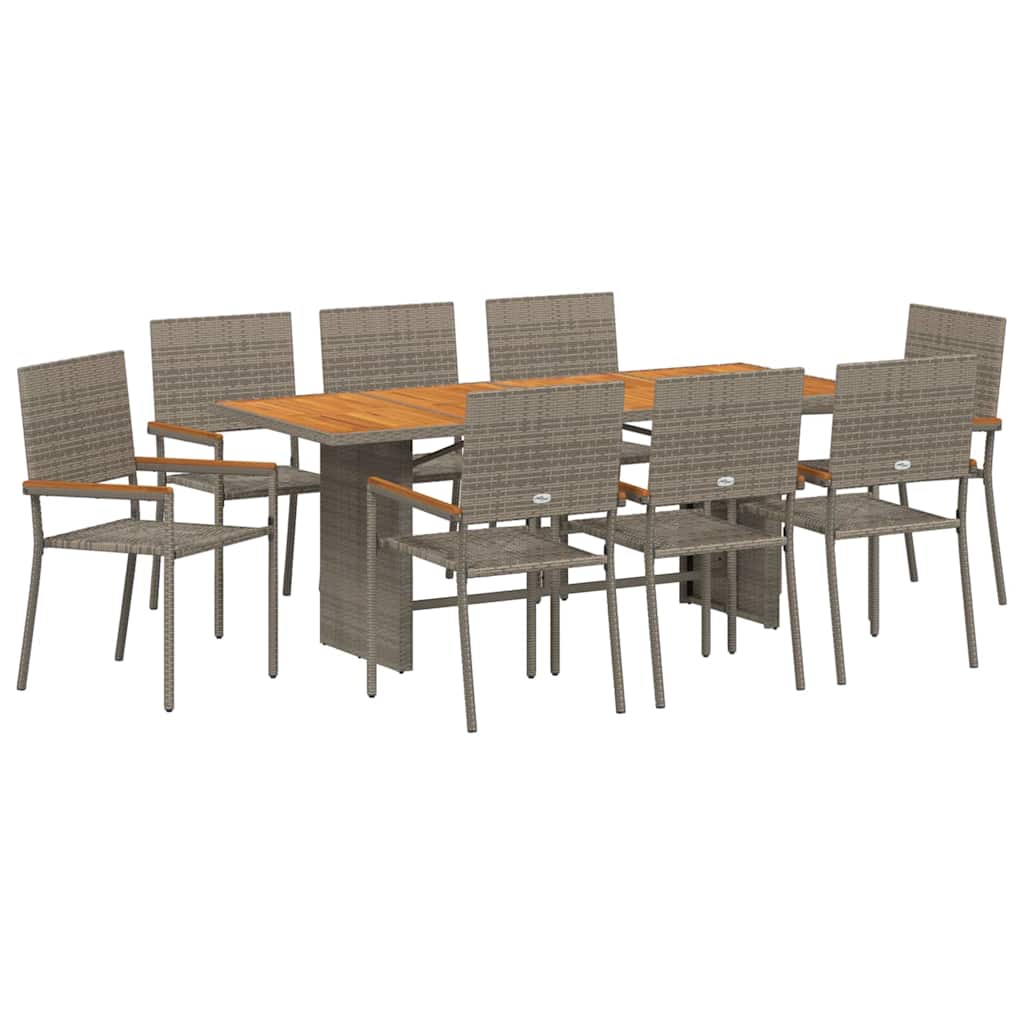 vidaXL Zestaw do jadalni w ogrodzie 9 pcs Szary polirattan