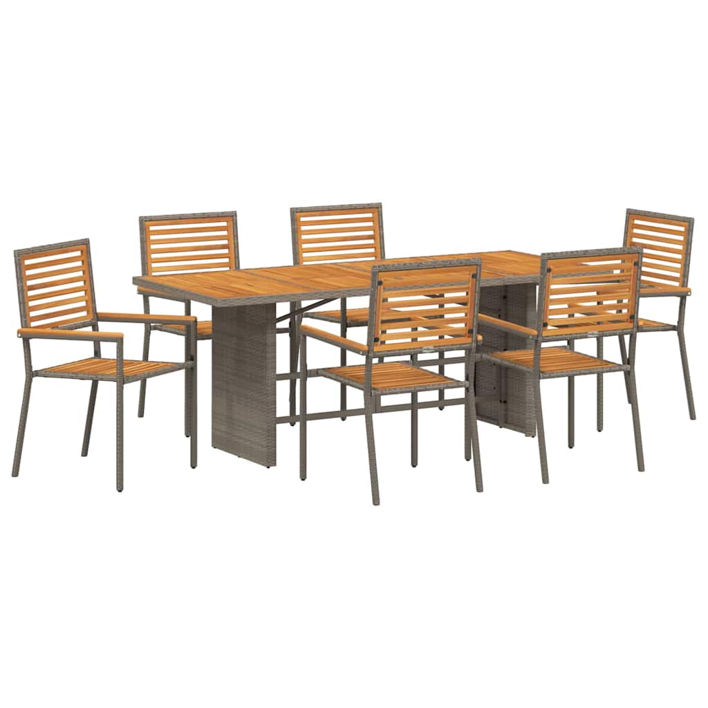 vidaXL Zestaw do jadalni w ogrodzie 7 pcs Szary i brązowy polirattan