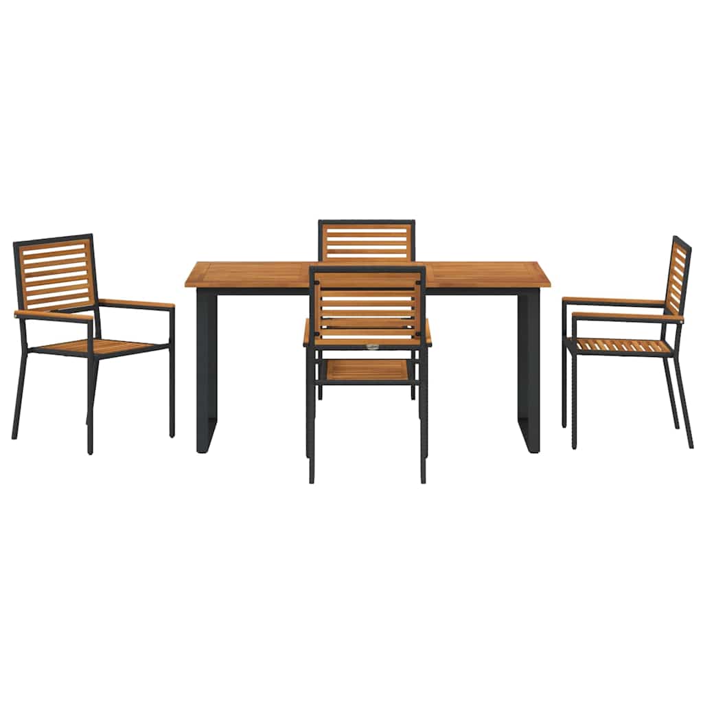 vidaXL Zestaw do jadalni w ogrodzie 5 pcs Czarny Lite Drewno Akacji