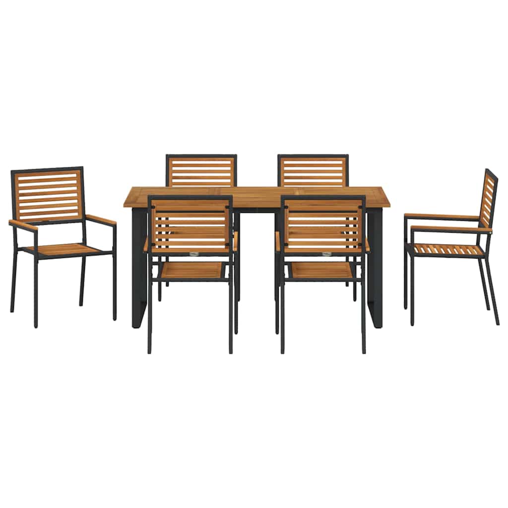 vidaXL Zestaw do jadalni w ogrodzie 7 pcs Czarny Lite Drewno Akacji