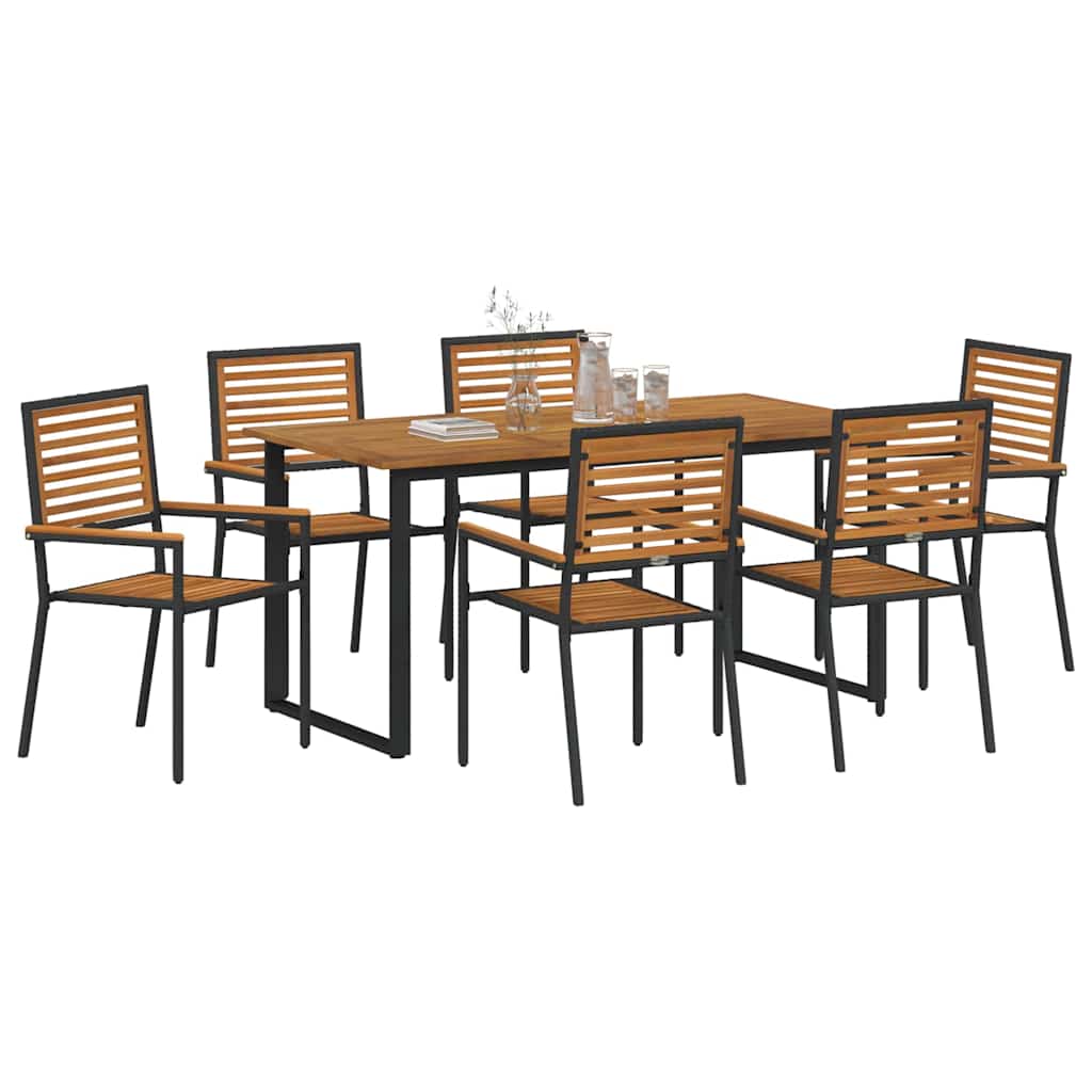 vidaXL Zestaw do jadalni w ogrodzie 7 pcs Czarny Lite Drewno Akacji