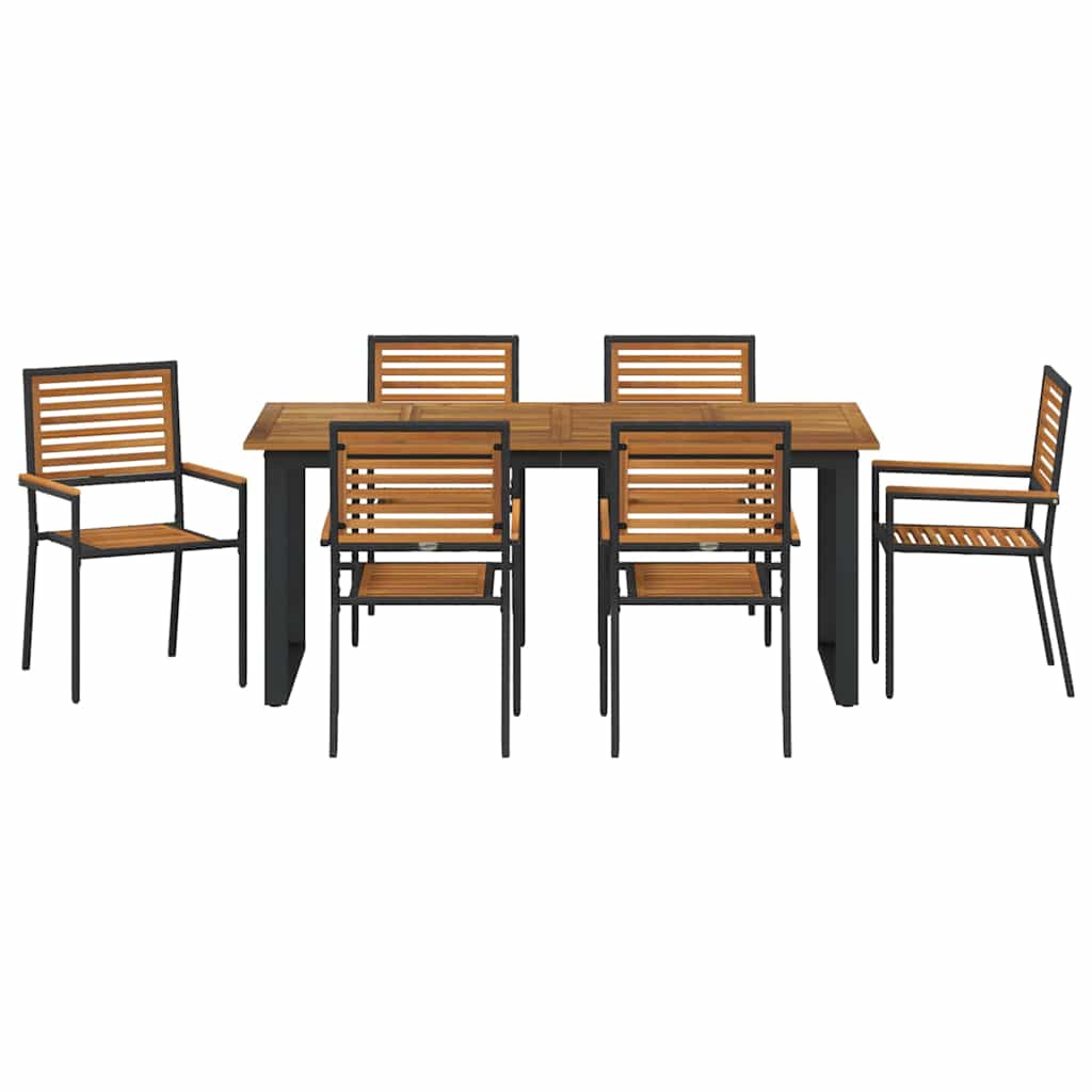 vidaXL Zestaw do jadalni w ogrodzie 7 pcs Czarny Lite Drewno Akacji