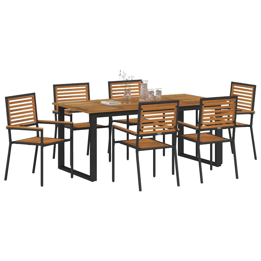 vidaXL Zestaw do jadalni w ogrodzie 7 pcs Czarny Lite Drewno Akacji