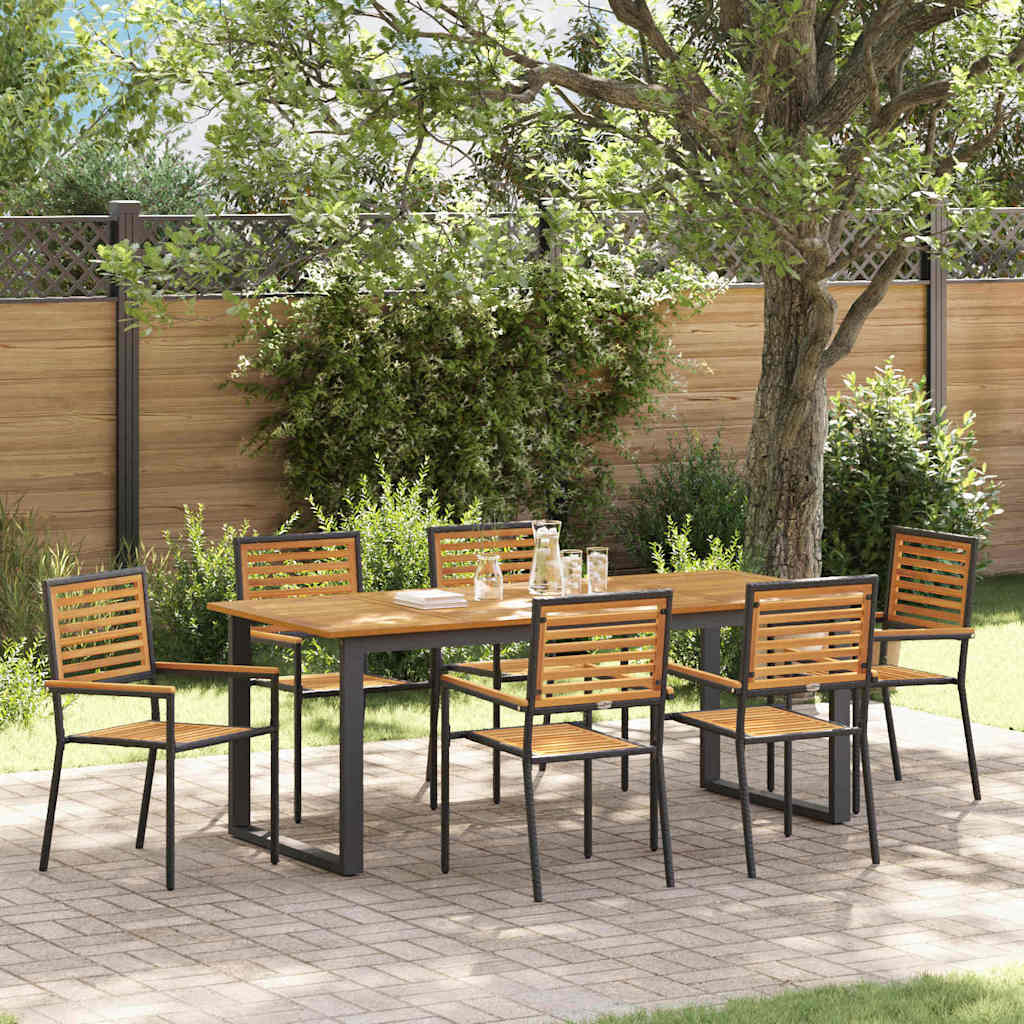 vidaXL Zestaw do jadalni w ogrodzie 7 pcs Czarny Lite Drewno Akacji