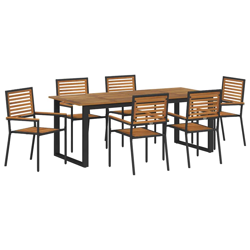 vidaXL Zestaw do jadalni w ogrodzie 7 pcs Czarny Lite Drewno Akacji