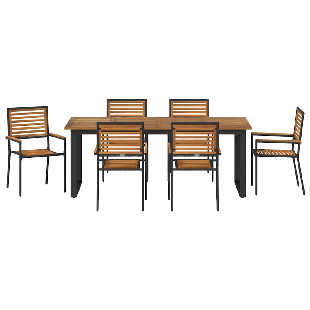 vidaXL Zestaw do jadalni w ogrodzie 7 pcs Czarny Lite Drewno Akacji