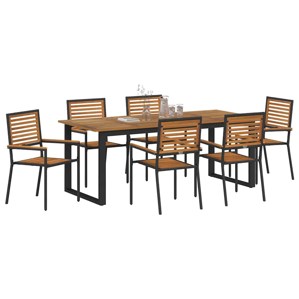 vidaXL Zestaw do jadalni w ogrodzie 7 pcs Czarny Lite Drewno Akacji