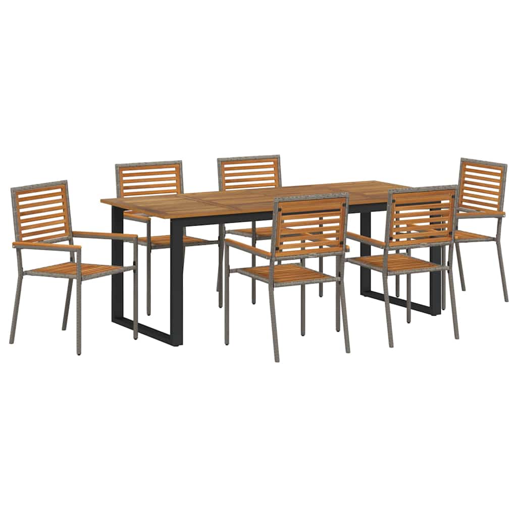 vidaXL Zestaw do jadalni w ogrodzie 7 pcs Szary Lite Drewno Akacji