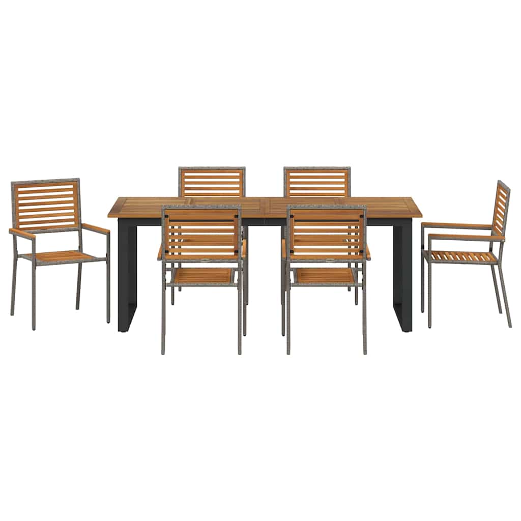vidaXL Zestaw do jadalni w ogrodzie 7 pcs Szary Lite Drewno Akacji