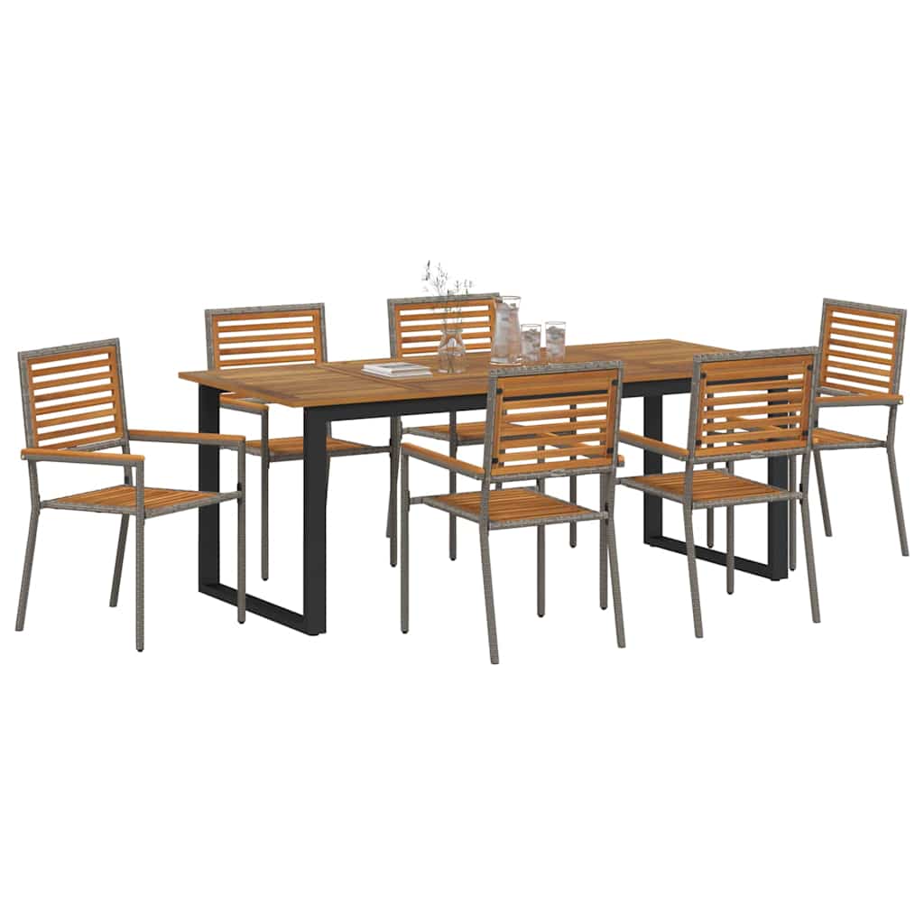 vidaXL Zestaw do jadalni w ogrodzie 7 pcs Szary Lite Drewno Akacji