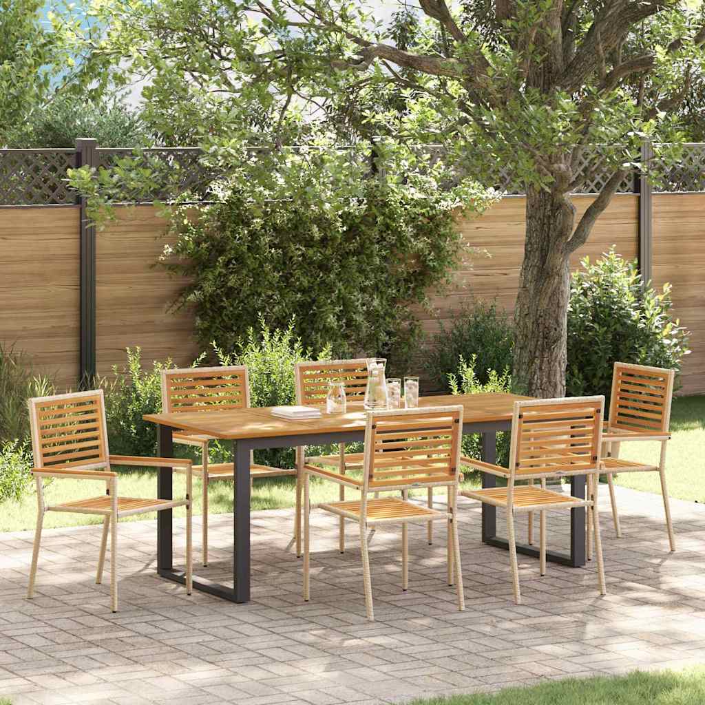 vidaXL Zestaw do jadalni w ogrodzie 7 pcs Beżowy Lite Drewno Akacji