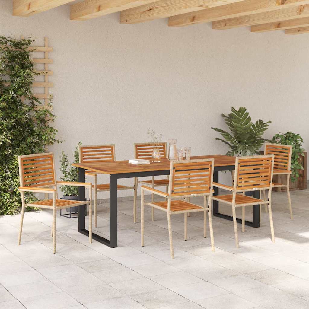 vidaXL Zestaw do jadalni w ogrodzie 7 pcs Beżowy Lite Drewno Akacji