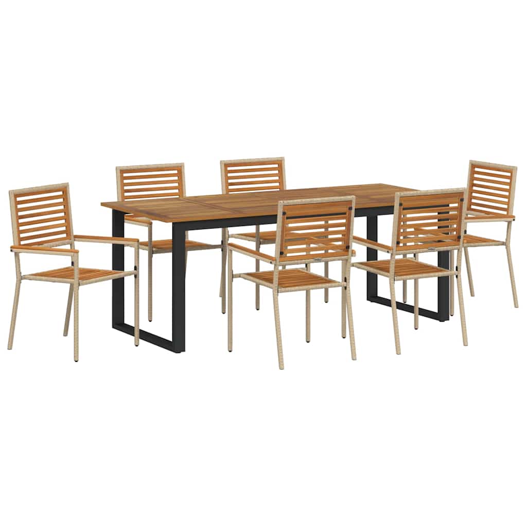 vidaXL Zestaw do jadalni w ogrodzie 7 pcs Beżowy Lite Drewno Akacji