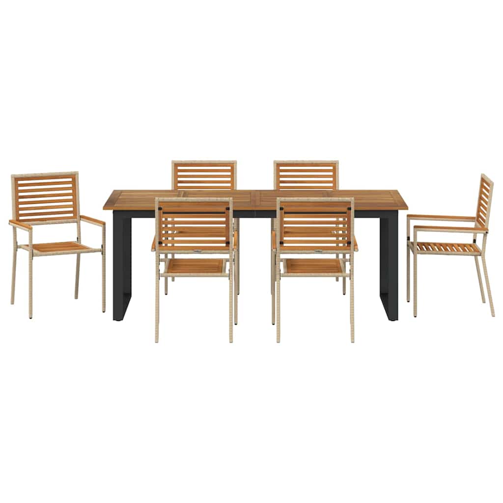 vidaXL Zestaw do jadalni w ogrodzie 7 pcs Beżowy Lite Drewno Akacji