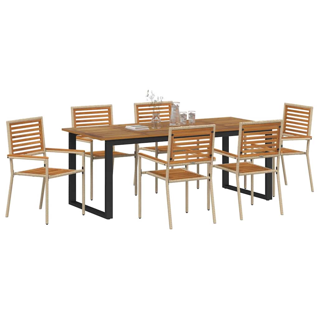 vidaXL Zestaw do jadalni w ogrodzie 7 pcs Beżowy Lite Drewno Akacji
