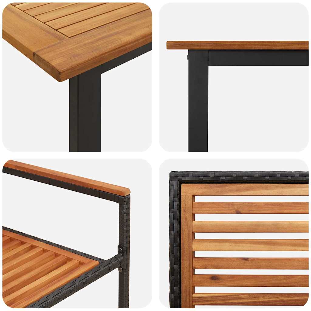 vidaXL Zestaw do jadalni w ogrodzie 9 pcs Czarny Lite Drewno Akacji