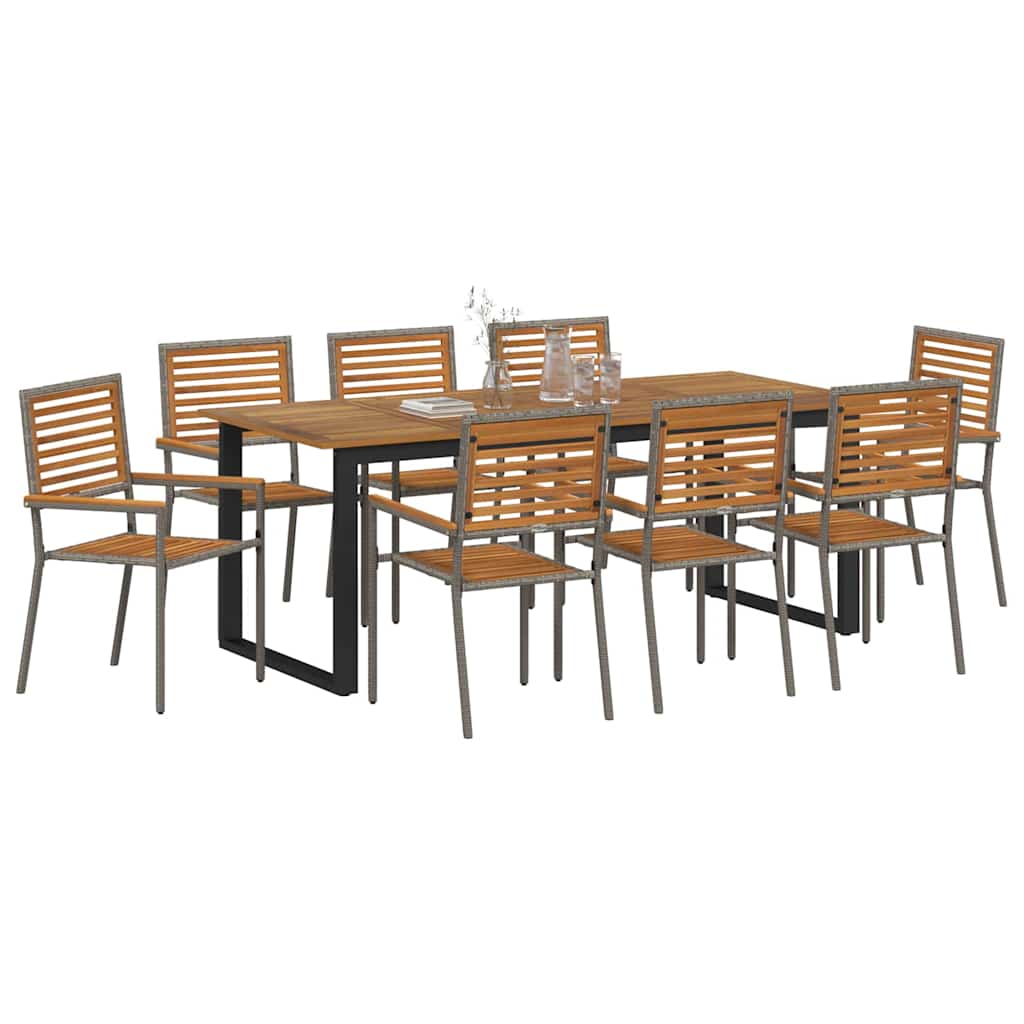 vidaXL Zestaw do jadalni w ogrodzie 9 pcs Szary Lite Drewno Akacji