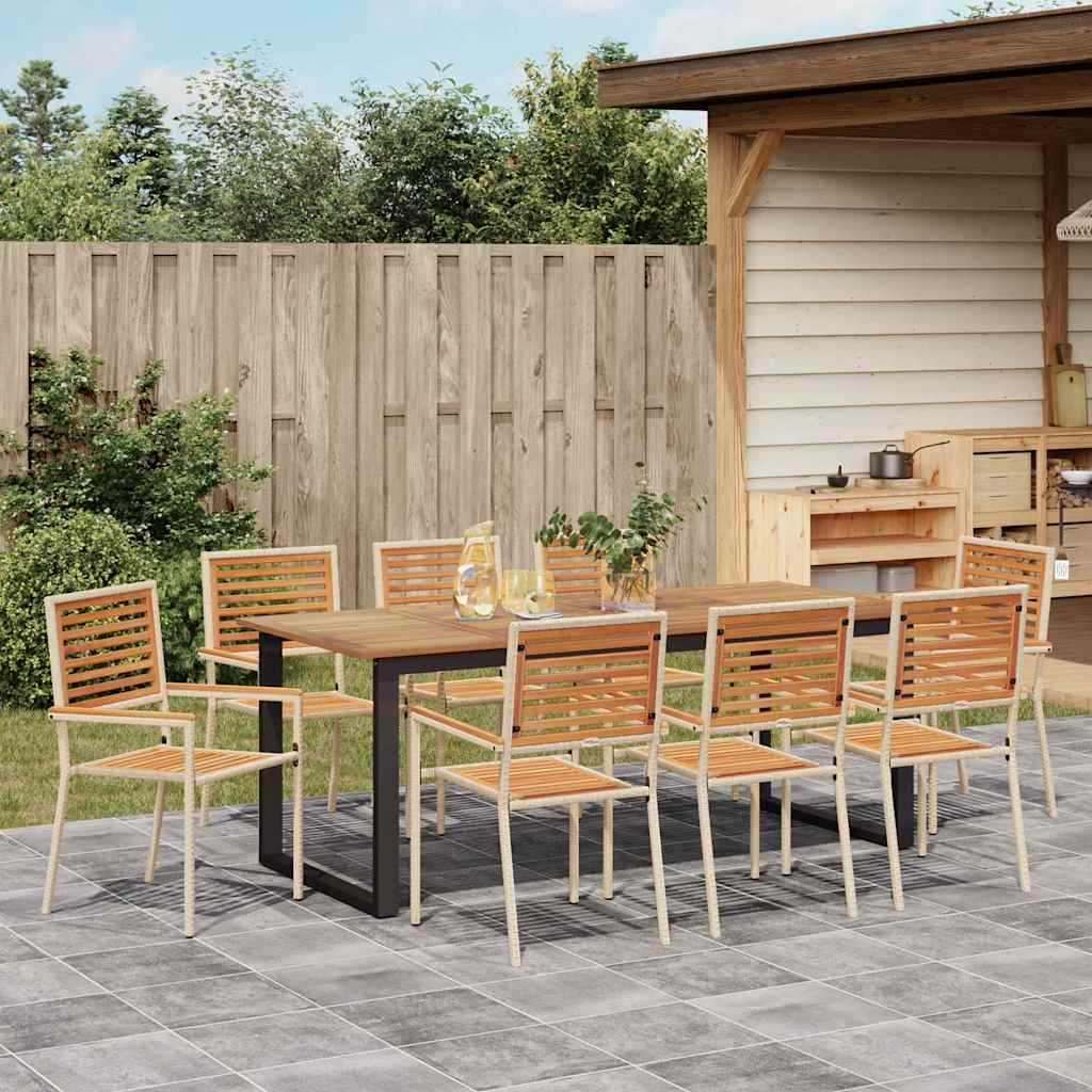 vidaXL Zestaw do jadalni w ogrodzie 9 pcs Beżowy Lite Drewno Akacji