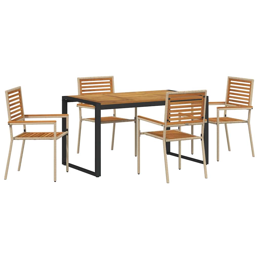 vidaXL Zestaw do jadalni w ogrodzie 5 pcs Beżowy i Brązowy polirattan