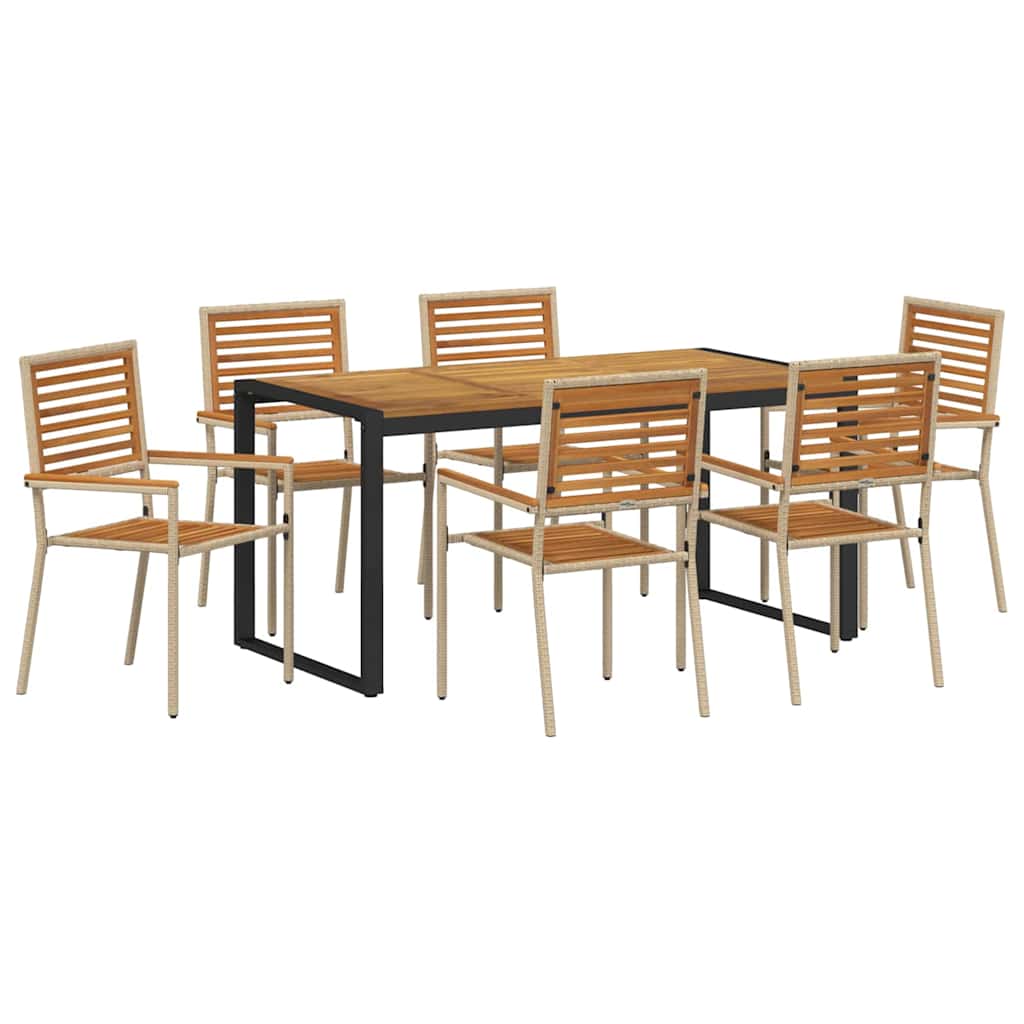 vidaXL Zestaw do jadalni w ogrodzie 7 pcs Beżowy i Brązowy polirattan