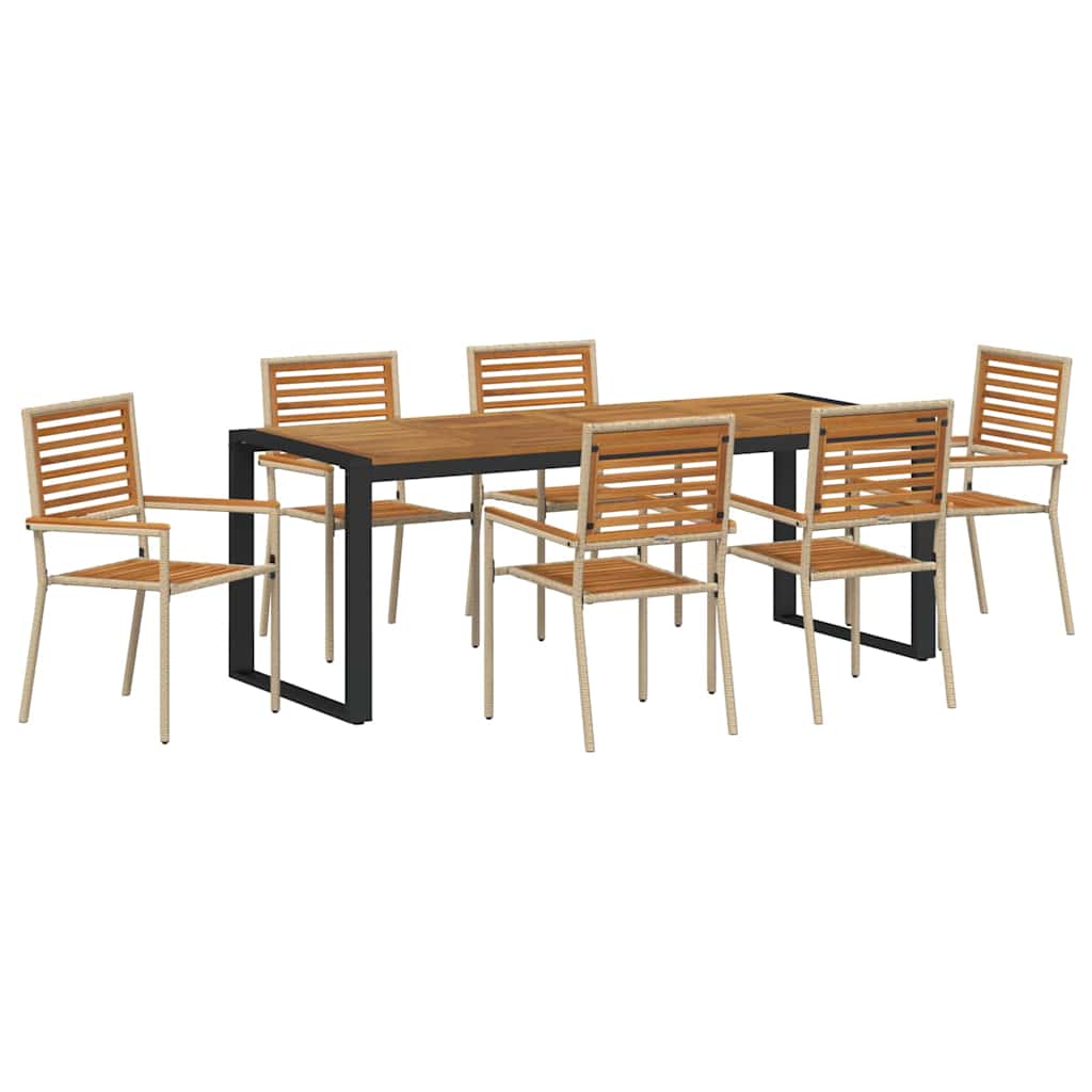 vidaXL Zestaw do jadalni w ogrodzie 7 pcs Beżowy i Brązowy polirattan