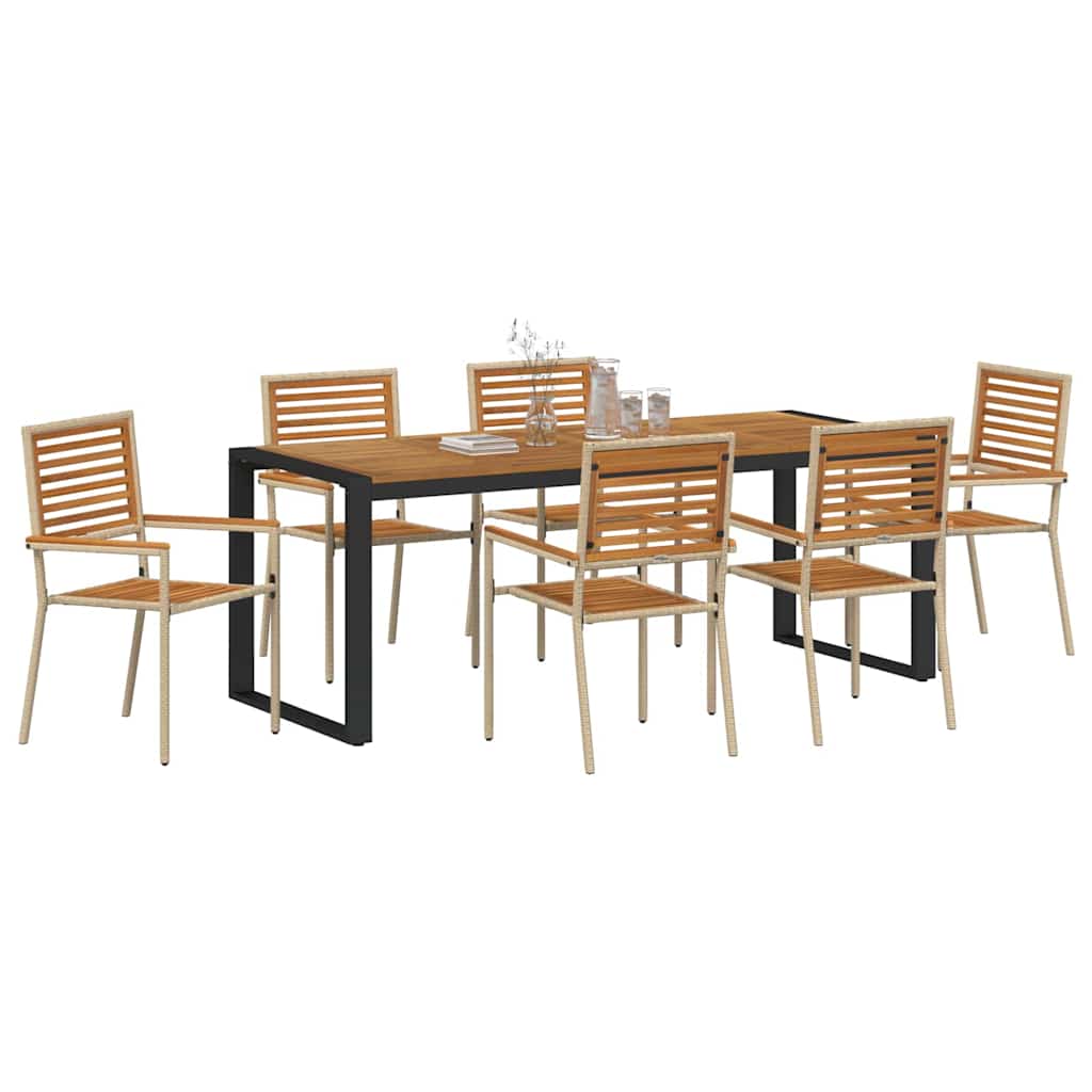 vidaXL Zestaw do jadalni w ogrodzie 7 pcs Beżowy i Brązowy polirattan