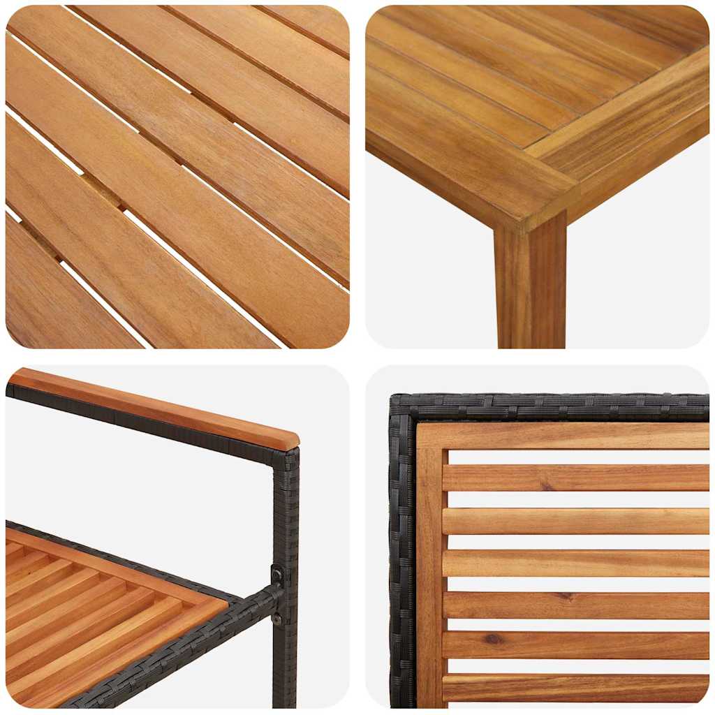 vidaXL Zestaw do jadalni w ogrodzie 3 pcs Czarny Lite Drewno Akacji