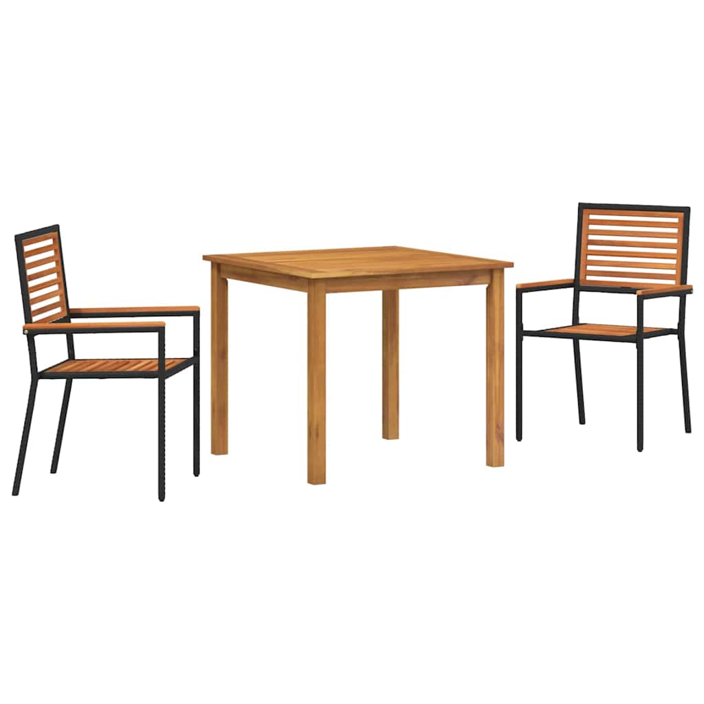 vidaXL Zestaw do jadalni w ogrodzie 3 pcs Czarny Lite Drewno Akacji