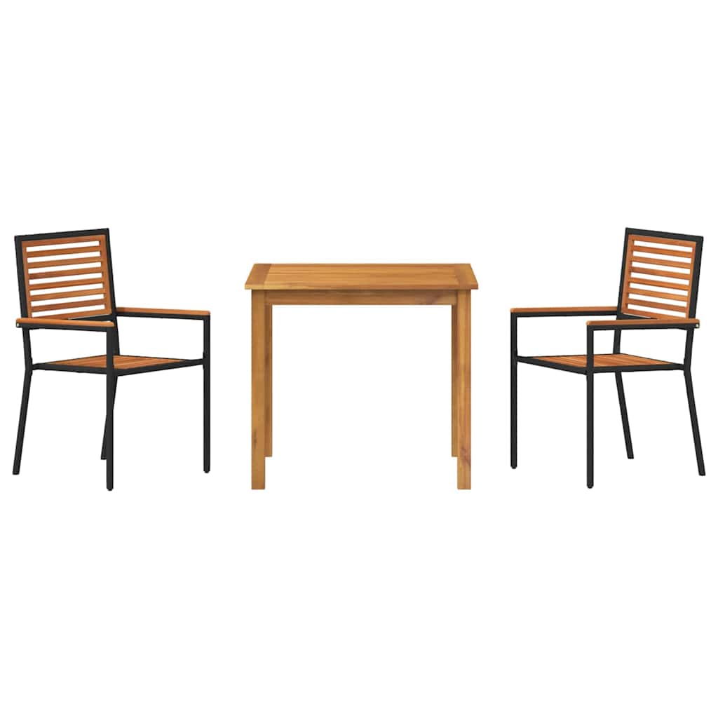 vidaXL Zestaw do jadalni w ogrodzie 3 pcs Czarny Lite Drewno Akacji